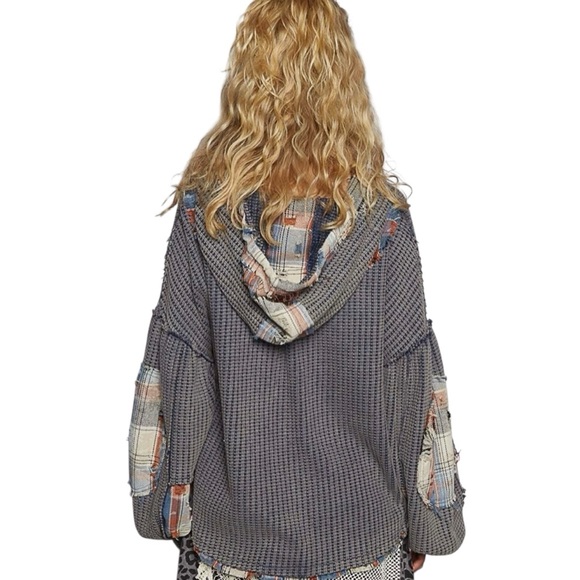 POL "Whimsical Plaid Jacket" Multicolor Patchwork Jacket, Size L. - Picture 2 of 4